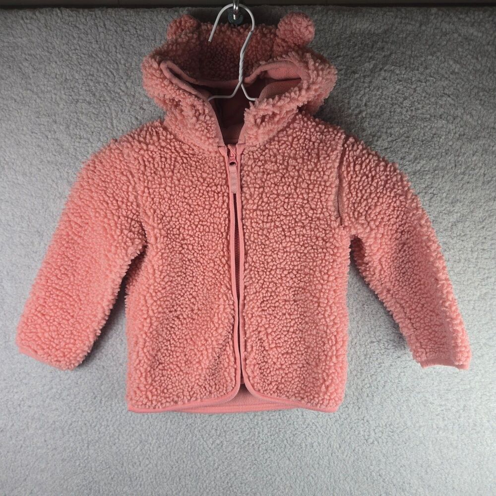 Wonder Nation Girls 3T Pink Hooded Jacket Bear Ears Full Zip